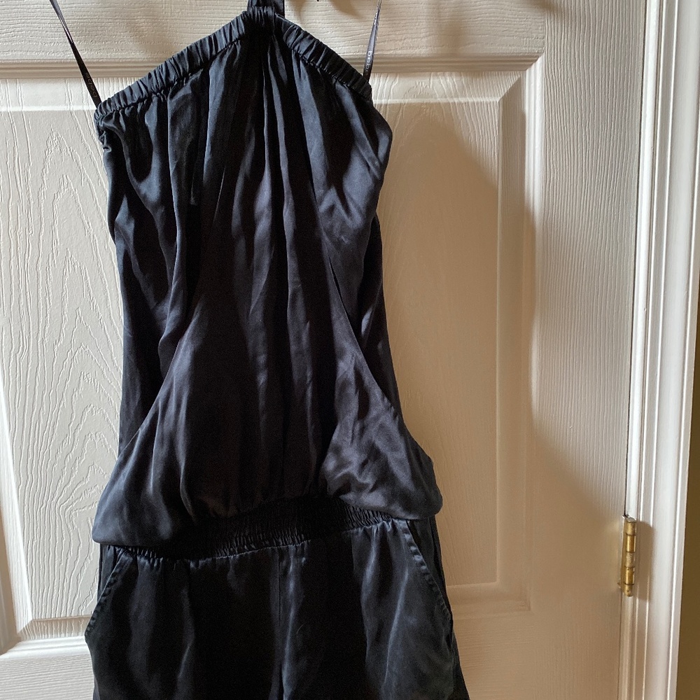 Bebe Black Silky halter short size small